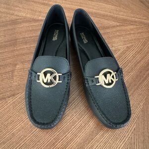 NEW Michael Kors Black Loafers with Gold Accent